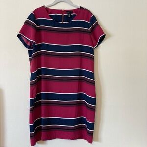 Adrienne Vittadini Striped Dress - Navy and Maroon